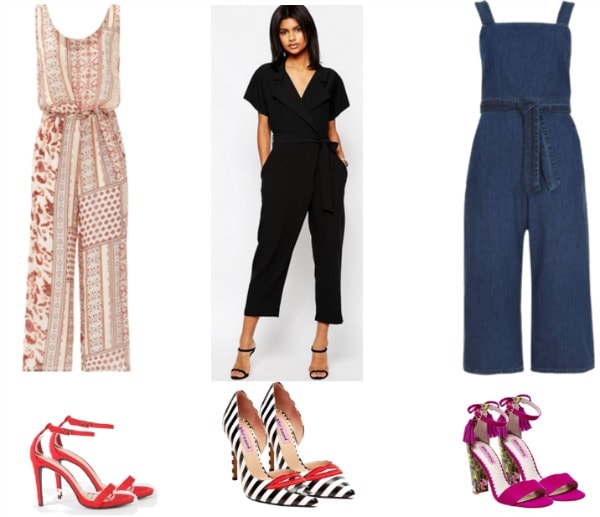 jumpsuits paired with statement shoes