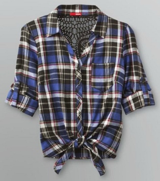 K-Mart Crochet Back Flannel Plaid Shirt
