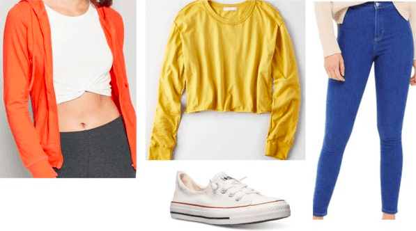 Codename: Kids Next Door fashion | Number 4 orange zip-up hoodie, yellow pullover, bright blue jeans, white converses