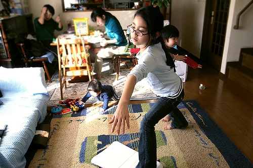 Kids playing in a living room