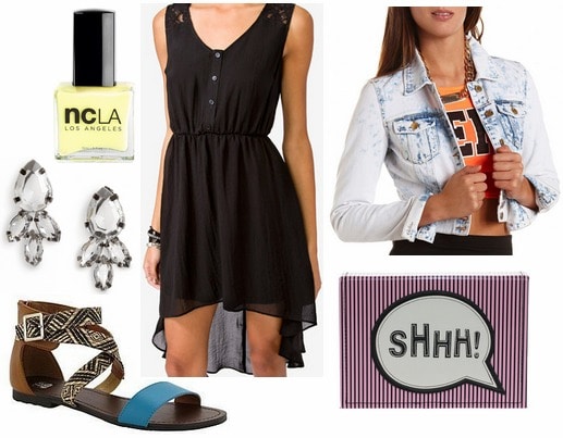 Kmart sandals, lbd, denim jacket