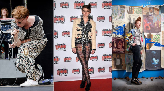 La Roux wearing mixed prints