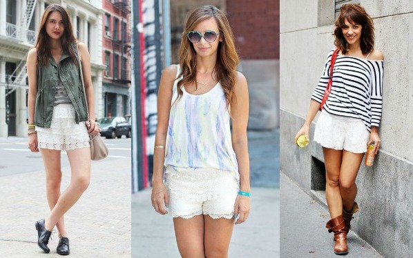 Lace shorts street style
