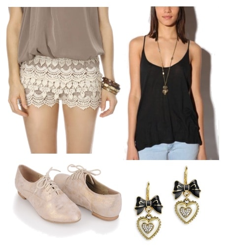 lace shorts outfit