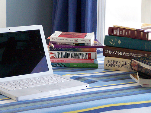 Laptop and books
