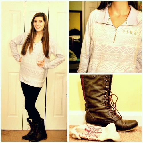 Lavender nordic pullover combat boots