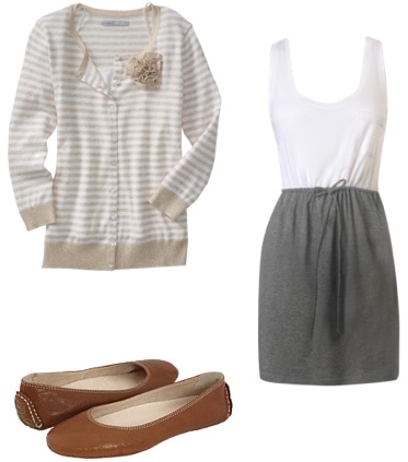 Lazy Day outfit 1 - dress, cardigan and flats
