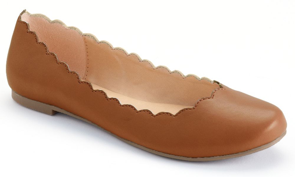 LC Lauren Conrad for Kohl's scalloped ballet flats in Cognac