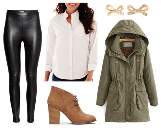 Easy Outfit Formulas: Faux Leather Leggings + White Oxford Shirt - College  Fashion