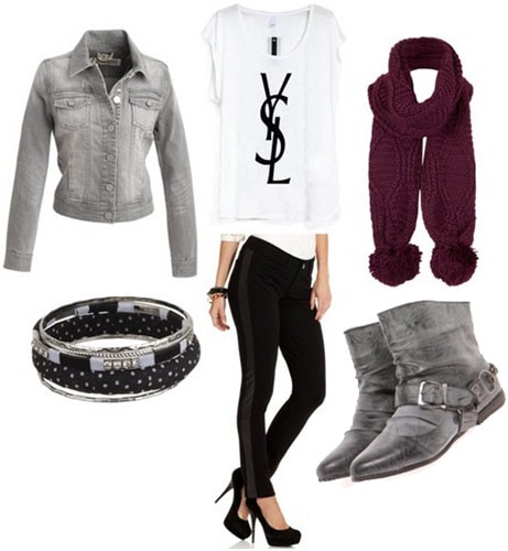 Leather panel jeans outfit