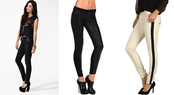 Leather panelled jeans