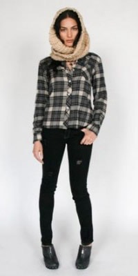 Les Halles hooded shirt with scarf
