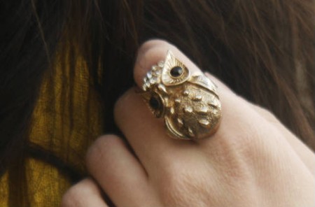 Owl ring on a college fashionista at Northern Arizona University