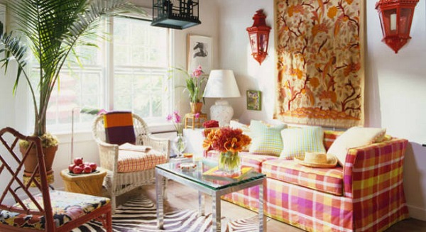 Living room with mixed prints