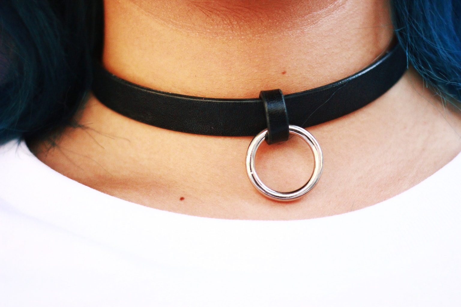 Leather choker with ring spotted in NYC.