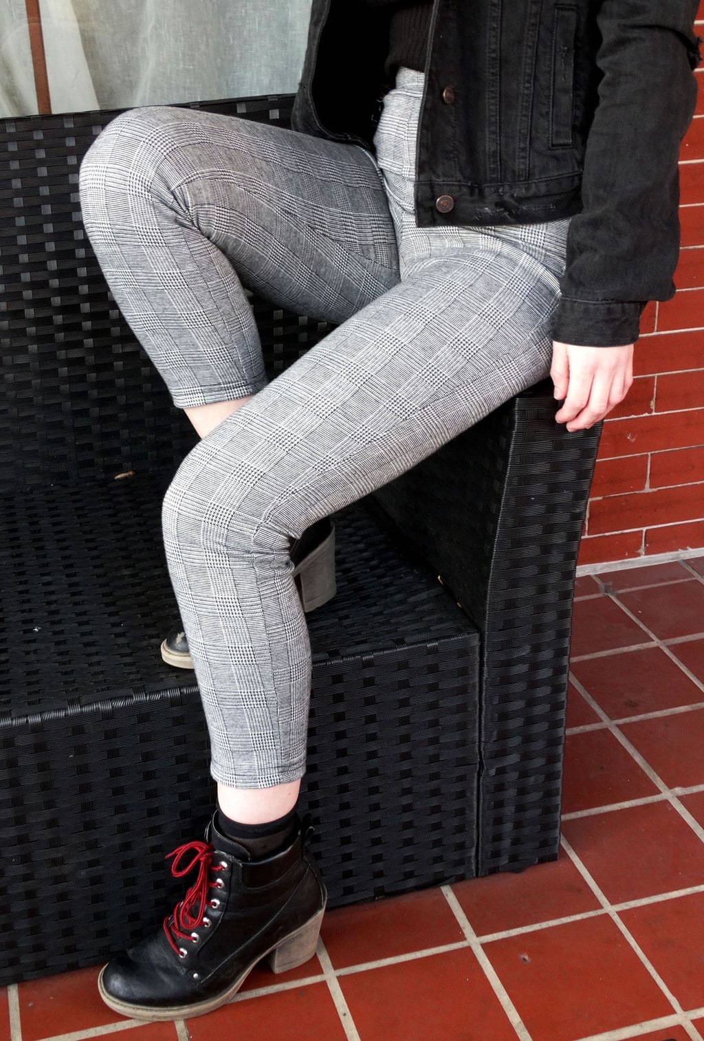 These white and grey checkered pants are perfect for this West Virginia University student's grunge look.