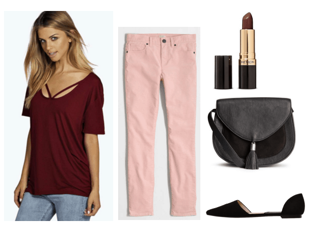 pink and burgundy outfit