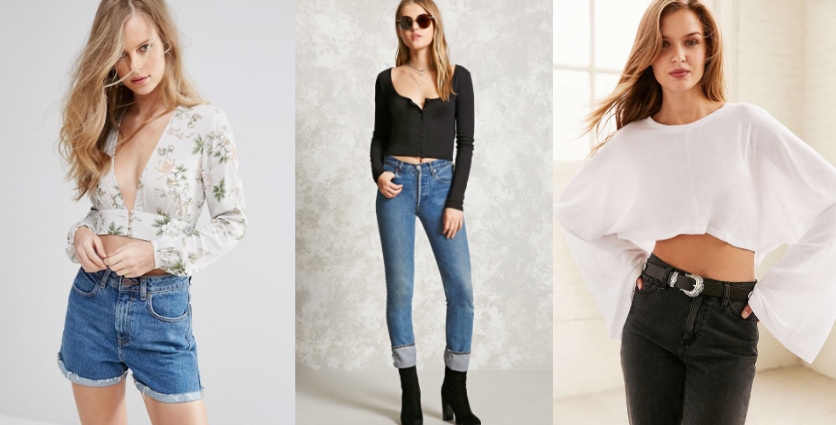 long sleeve crop top and jeans
