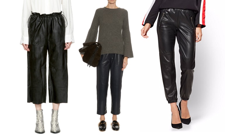navy leather pants