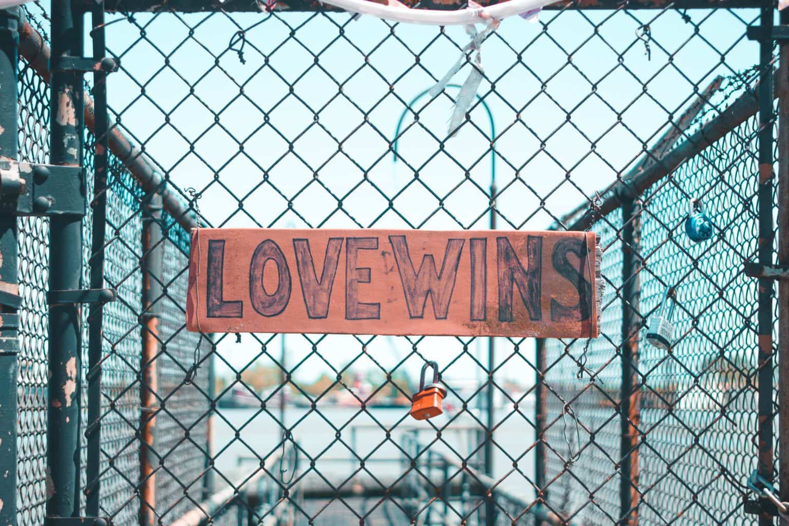 Love wins on a fence