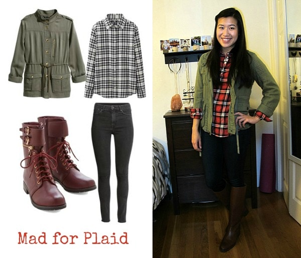 Cargo jacket, plaid shirt, boots