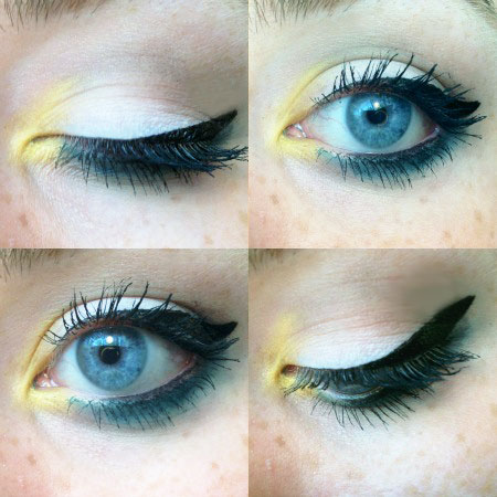 Yellow and blue eyeshadow look using the Make Up for Ever Technicolor Palette