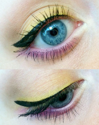 Yellow and purple eyeshadow look using the Make Up for Ever Technicolor Palette