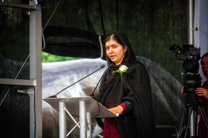 Malala gives a speech