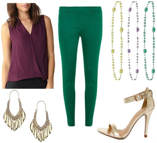 Mardi gras outfit purple top green pants