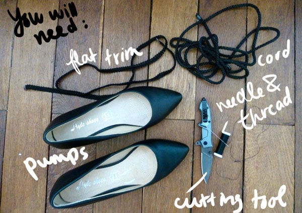 Materials diy ankle wrap pumps