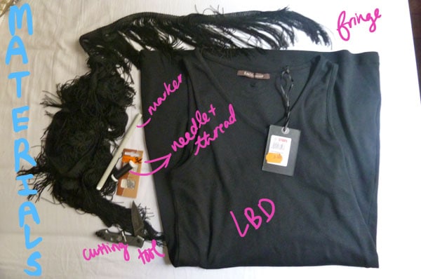 Materials diy lbd fringe sleeve