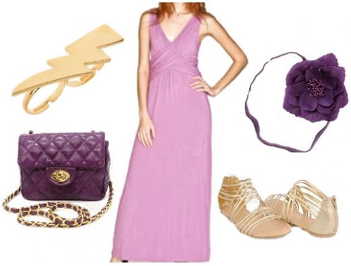 Purple maxi dress outfit