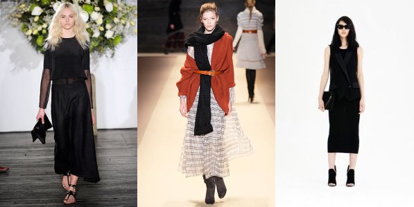 Maxi skirts on the runway at Adam, The Row, and Alexander Wang