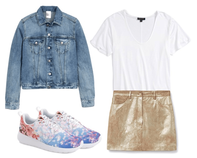 first outfit with metallic mini