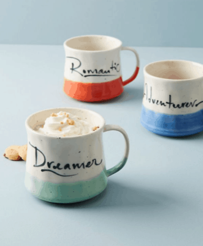 microwave safe mugs with gold specks and printed words