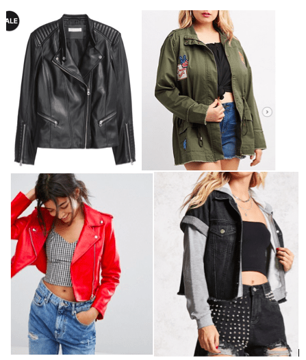 How to be edgy with your style: Four jackets, either faux leather or cloth military style