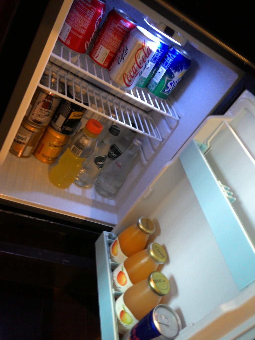 mini fridge in room