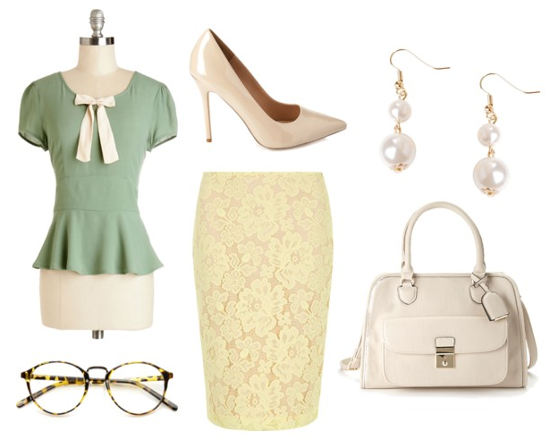 Music man marian green blouse yellow skirt