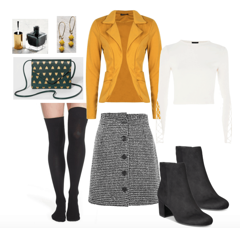 mustard blazer outfit