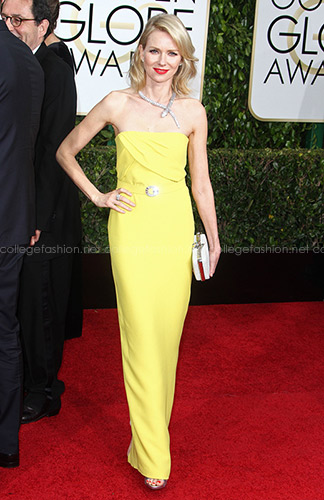 Naomi Watts Golden Globes 2015 in yellow Gucci