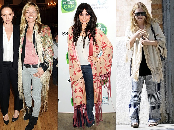 Kate Moss, Nicole Richie, Ashley Olsen in Fringe Scarf Jackets