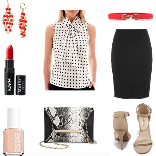 How to wear a polka dot blouse for a night out