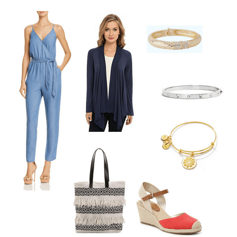 jumpsuit with cardigan