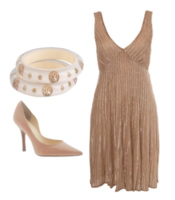 Beaded nude formal dress