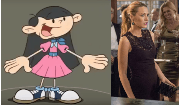 Numbuh 3 wearing a pink dress and Serena Van Der Woodsen wearing a black dress