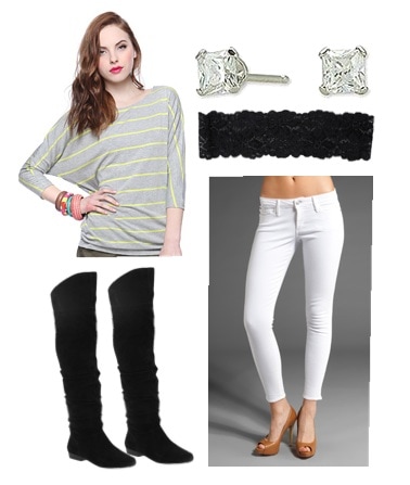 lounging around outfit for black suede over the knee boots