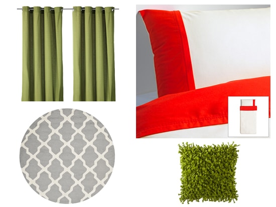 Olive Green, Red, and Silver home decor
