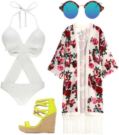 one-piece with kimono coverup