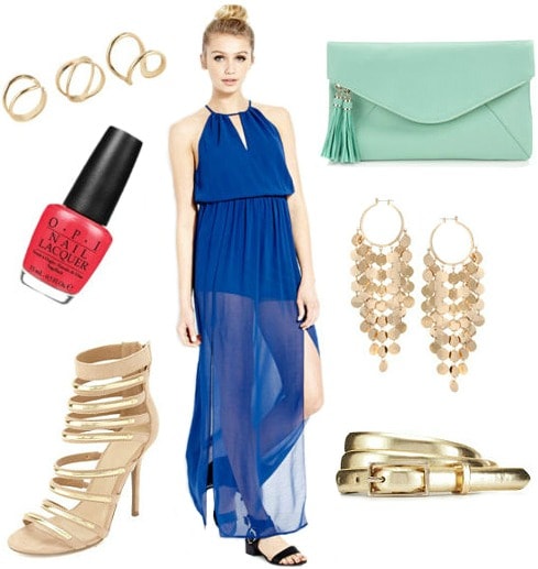Opi brazil outfit blue maxi dress