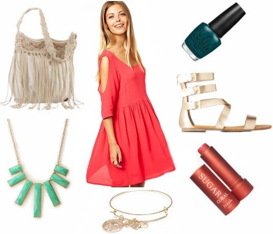 OPI Brazil outfit coral dress